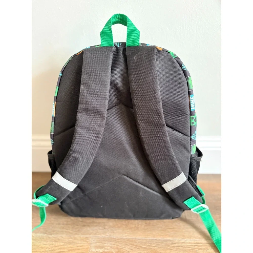 Minecraft Backpack Black‎ Green Creeper Steve Alex Zombie Cartoon Medium School